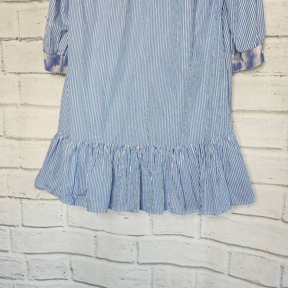 J. Crew Striped Embroidered Floral Mini Shift Dress Blue & White Size Small - Picture 12 of 15